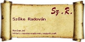 Szőke Radován névjegykártya